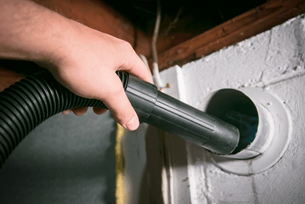 Shows what the dryer vent exhaust looks like and how to vacuum it out